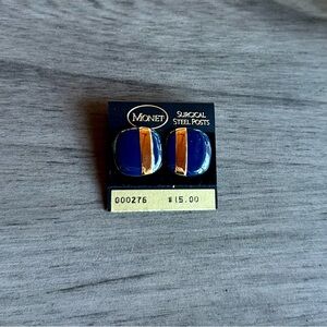 Monet Blue and Gold Earrings